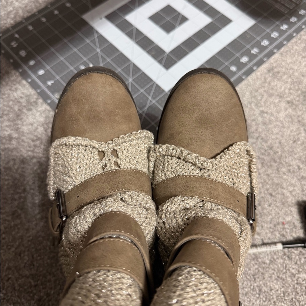 naughty monkey Taupe Knit Slouch Ankle Boots with Wrapped Straps - Picture 5 of 8